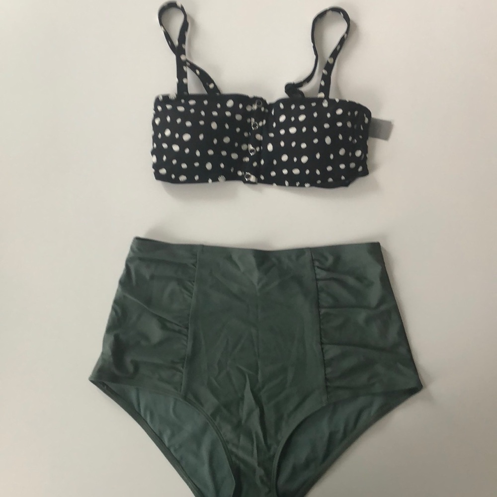 High Waisted Bikini -Army Green-NWT